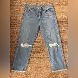 Levi's Women's Wedgie Straight Leg Distressed Light Blue Jeans